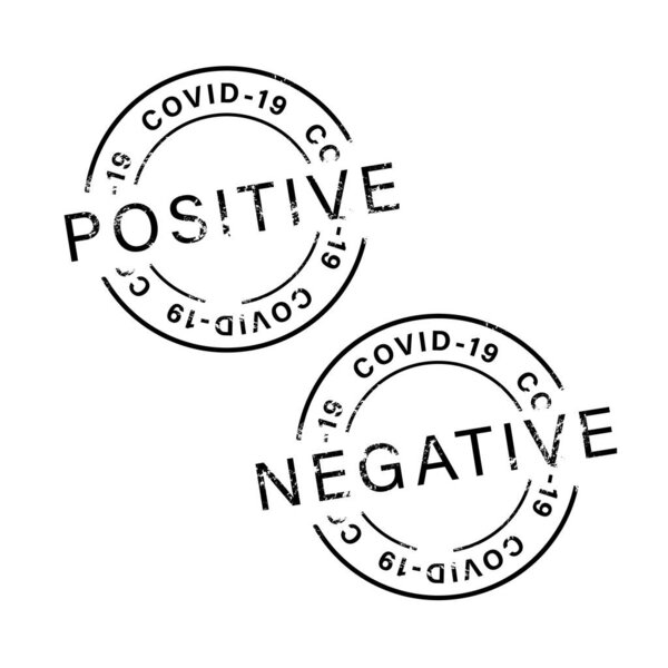 Set of Covid-19 Negative and Covid-19 Positive vector stamps, Element isolated on white backgroud. Editable color.