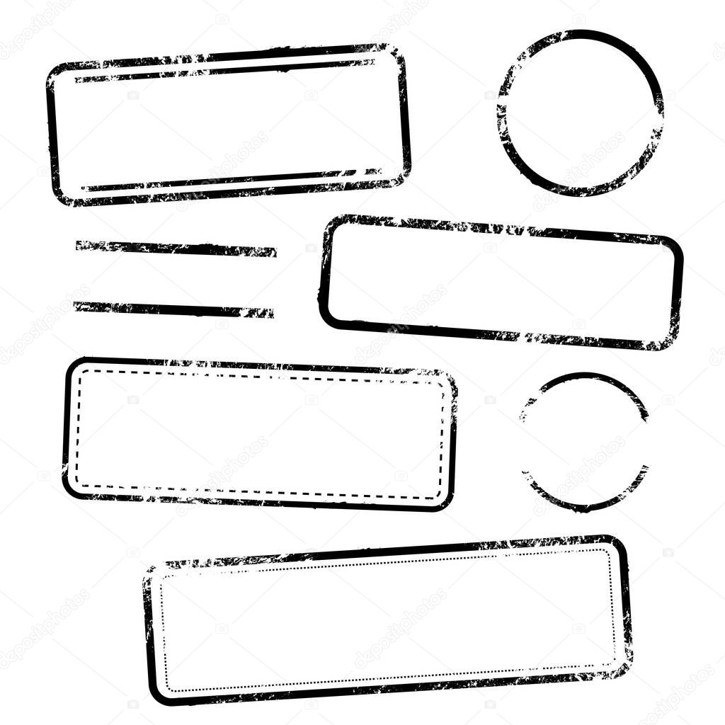 Set of vector stamps without text. Elements isolated on white background. Editable color.