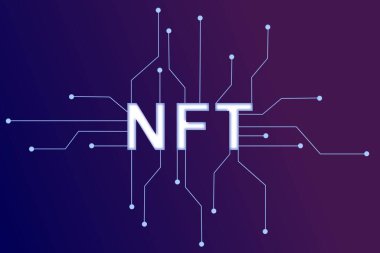 Çizgiler ve noktalar ağıyla NFT karşılanamaz sembol bilgisi. Eşsiz koleksiyonlar için ödeme yap. Video, oyun, sanat. Ağ ve afiş şablonu için blockchain teknolojisi ile NFT 'nin Isometric vektör illüstrasyonu