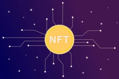 Çizgiler ve noktalar ağıyla NFT karşılanamaz sembol bilgisi. Eşsiz koleksiyonlar için ödeme yap. Video, oyun, sanat. Ağ ve afiş şablonu için blockchain teknolojisi ile NFT 'nin Isometric vektör illüstrasyonu