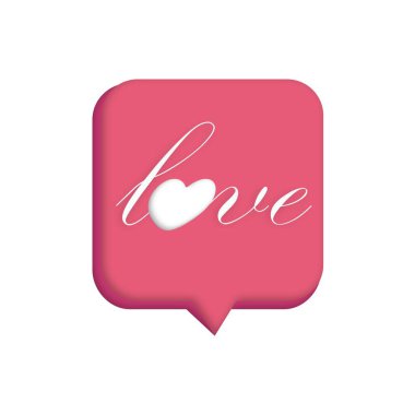 Baloncuk sohbet ikonu içindeki kalbin vektör illüstrasyonu. Kalpli kırmızı konuşma balonu. Sevgililer günün kutlu olsun, basit aşk simgesi. Web, e-posta, sosyal medya, afiş için tebrik kartı tasarımı.