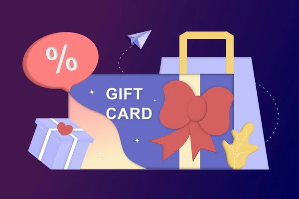 Klanten Krijgen Kortingskaart Voucher Cadeaubon Coupon Punten Verdienen Cadeaubon Voor — Stockvector