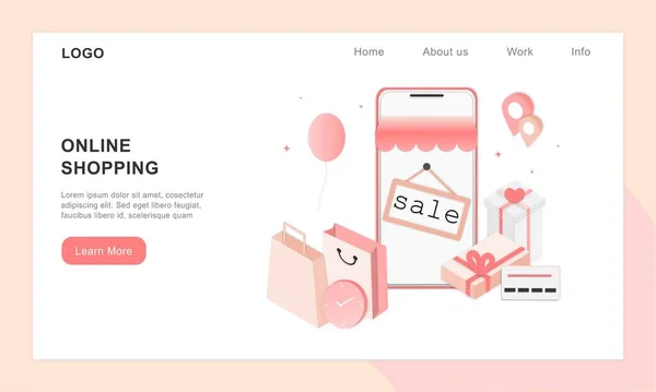 Realistische Online Shopping Auf Landung Web Seite Oder Mobile Anwendung — Stockvektor