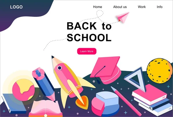 Landing Page Design Template Back School Studio Course Class Education — Stock Vector
