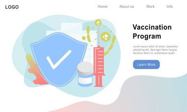 Aşılama, aşılama ve aşılama kampanyası zamanı. Sağlık, tıbbi tedavi ve virüsten, hastalıktan ve hastalıktan korunma. Web şablonu, afiş, bilgi grafikleri için düz vektör illüstrasyonu
