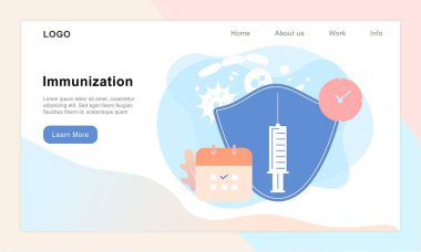 Aşılama, aşılama ve aşılama kampanyası zamanı. Sağlık, tıbbi tedavi ve virüsten, hastalıktan ve hastalıktan korunma. Web şablonu, afiş, bilgi grafikleri için düz vektör illüstrasyonu