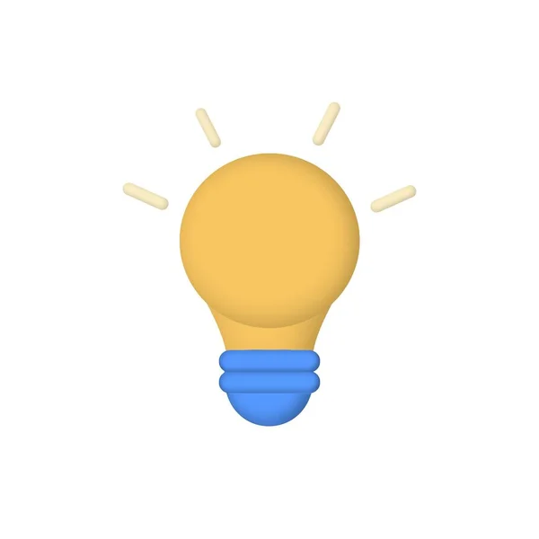 Cartoon Style Minimal Yellow Light Bulb Icon Idea Solution Business — Stock Vector