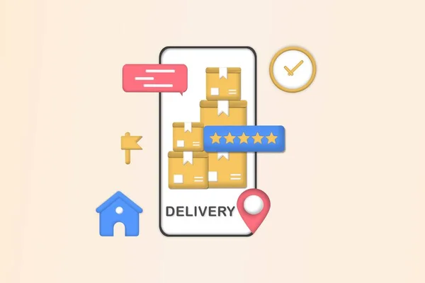Online Delivery Courier Service Delivery Tracking Mobile Application Concept Smartphone — Vetor de Stock