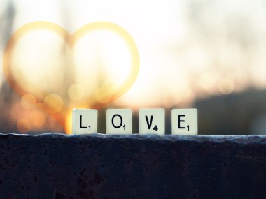 word love at sunset clipart