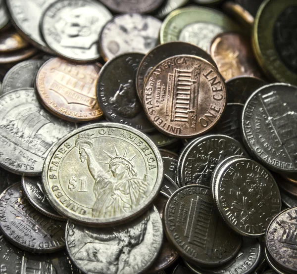 Pile of American Coins US Money One Dollar Coin — Stock Photo, Image