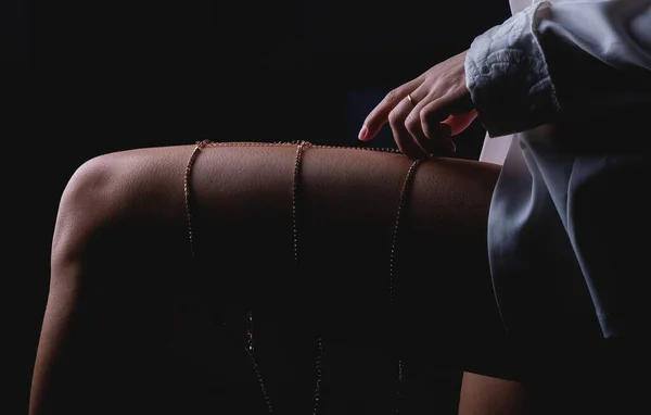 Gold Jewelry Woman Leg — стоковое фото