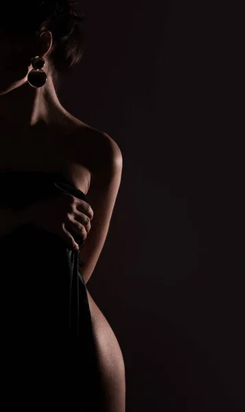 Beautiful Female Hip Bend Black Background — Foto Stock
