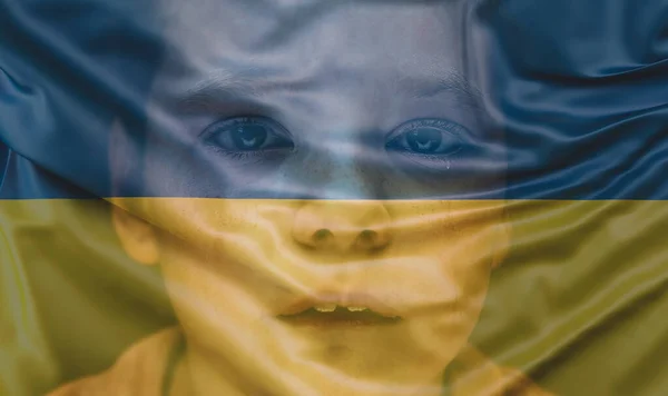 Плачуча Дитина Україна Проти Росії Умовах Світової Війни — стокове фото