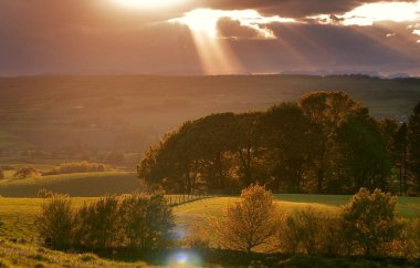 Beautiful hills against the sunset sky