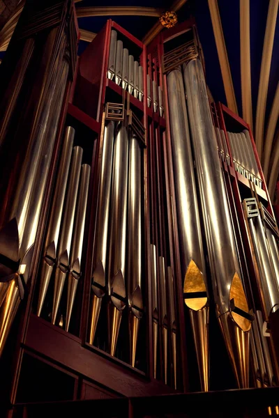 Órgano Tubo Metal Instrumento Musical Histórico — Foto de Stock