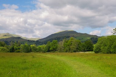 Dağlar ve tepeler arasında güzel doğa.