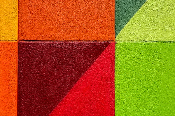 Colorful Green Red Yellow Brick Wall Background Texture — Foto de Stock