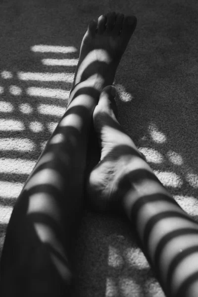 Black White Photo Beautiful Female Legs — Stockfoto