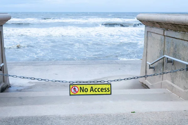 Access Sign Dangling Top Steps Leading Beach —  Fotos de Stock