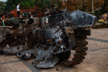 Exhibition of burned tanks in Kyiv August 2022