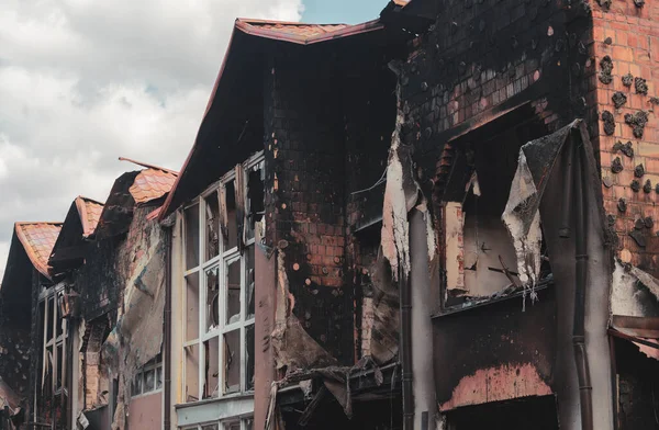 Destroyed House Ukraine War Russia — стокове фото