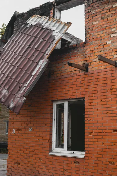 Destroyed Burnt Residential Complex Ukraine — стокове фото