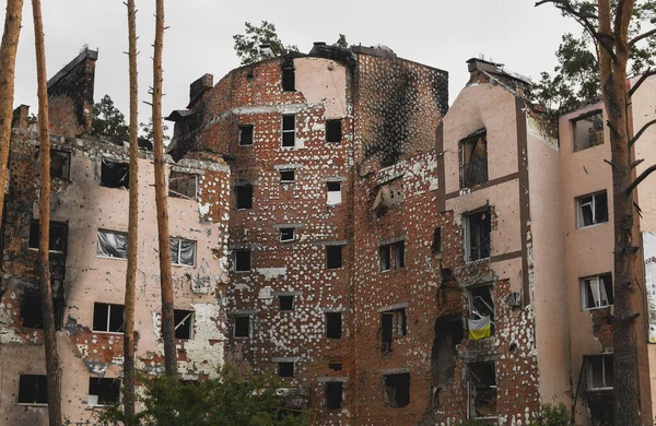 Знищені Спалені Будинки Через Мушлю Російської Армії Наслідки Вторгнення Росіян — стокове фото