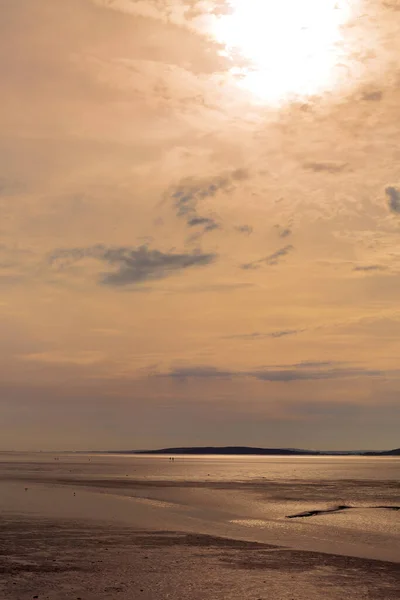 Havslandskap Vid Lågvatten Vid Solnedgången — Stockfoto