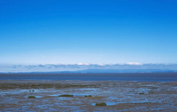 Синій Морський Пейзаж Низькому Припливі — стокове фото