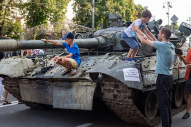 Exhibition of burned tanks in Kyiv August 2022