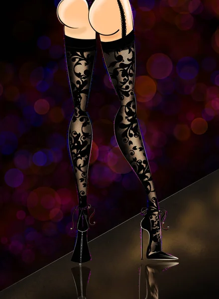 Beautiful Female Legs Stockings — Stock Photo, Image