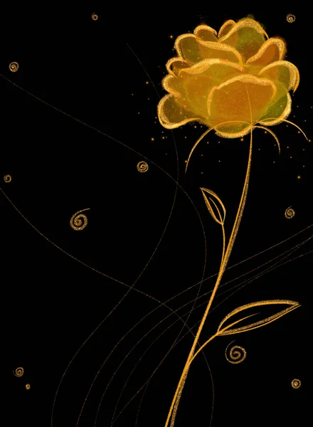 Золота Квітка Чорному Тлі — стокове фото
