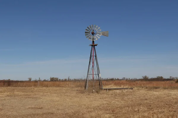 Vecchio Mulino Vento Campo Oklahoma — Foto Stock