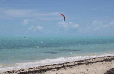 Karayip okyanusunda rüzgar sörfü 