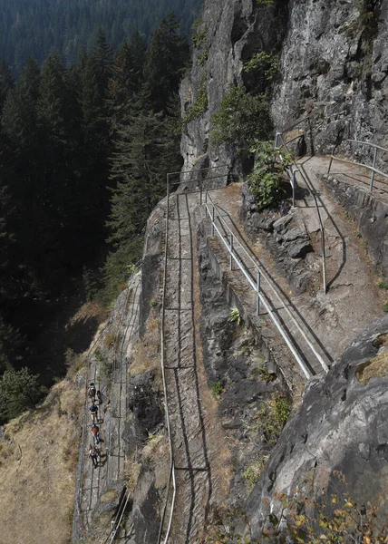 Washington 'da Beacon Rock' a giden yolda geri dönüş var.