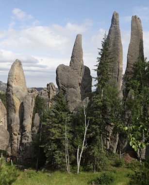 Needles Karayolu, Black Hills, Güney Dakota boyunca tipik kaya oluşumları