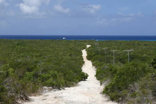 Dirt Road Północnych Providentiales Turks Caicos Wysp — Zdjęcie stockowe