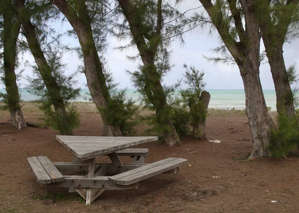 バンバラビーチ 中カイコス島 トルコ人とカイコス諸島で興味深いピクニックテーブル — ストック写真