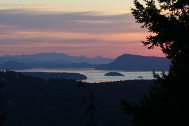 Orcas Adası 'nda gün batımı, San Juan Adaları, Washington