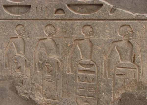 Фреска Пленницами Связанными Локтям Шеям Веревкой Храм Луксор Египет — стоковое фото