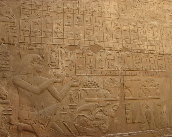 Heiroglifák Luxor Templomban Egyiptomban — Stock Fotó