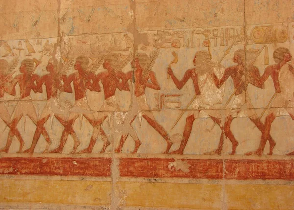 Krieger Wandbild Tempel Der Hatschepsut Westjordanland Luxor Ägypten — Stockfoto