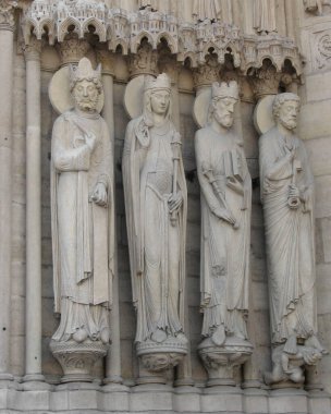 Eski Ahit Kralları Heykelleri, Notre Dame Katedrali 'nin batı cephesi, Paris, Fransa