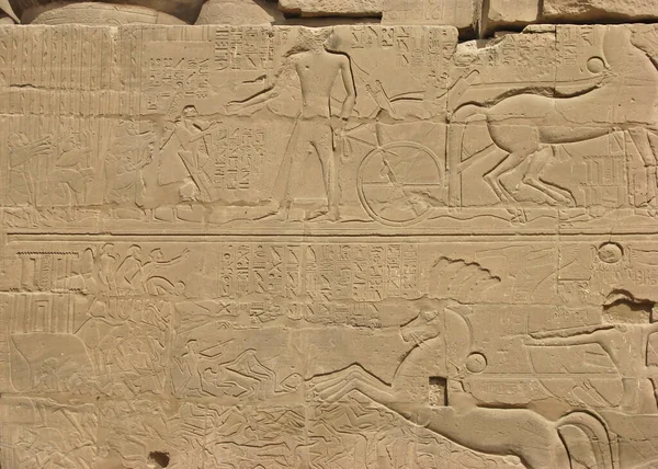 Háborús Jelenet Freskó Templomok Karnak Egyiptom — Stock Fotó