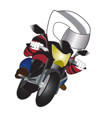 Motorcu kırmızı takım elbise
