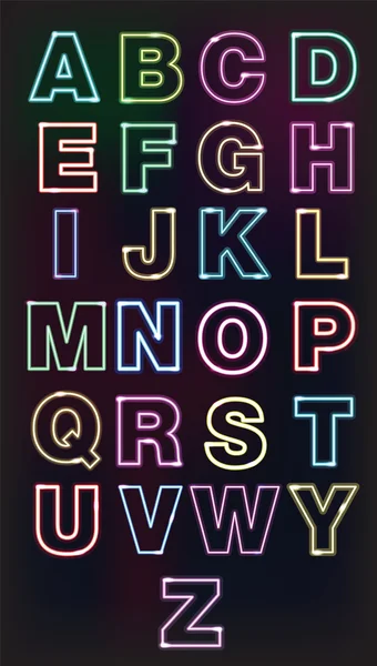 Neon poświata alfabet — Wektor stockowy