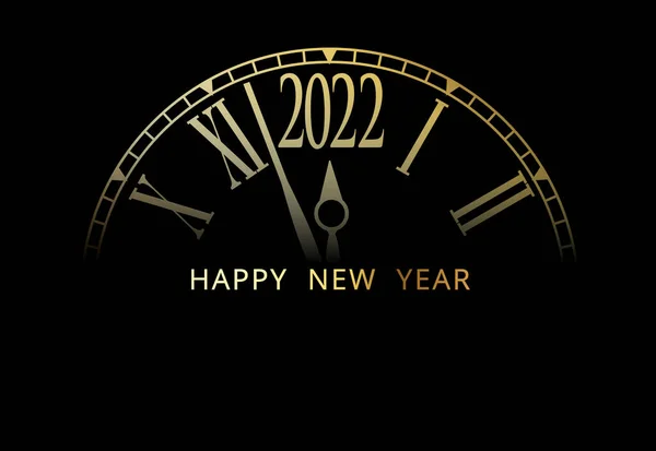 Вектор 2022 Счастливого Нового Года Классические Часы Черном Фоне Иллюстрация — стоковый вектор