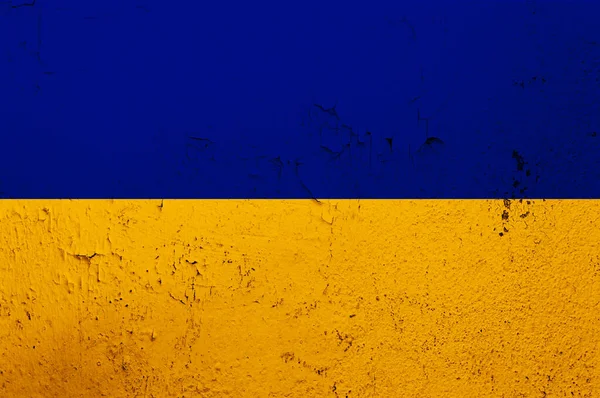 Ukraine Flagge Auf Dem Rissigen Betonwall Hintergrund — Stockfoto