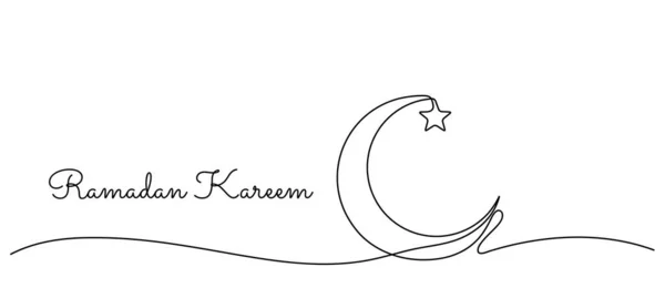Línea Continua Dibujo Ramadán Kareem Bandera Creciente Estrella Ilustración Eps10 — Archivo Imágenes Vectoriales