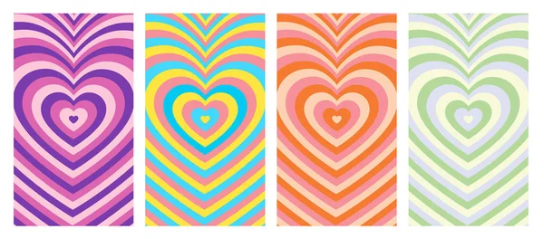 Set Van Cool Heart Geometric Abstract Achtergronden Mooie Vibes Posters — Stockvector